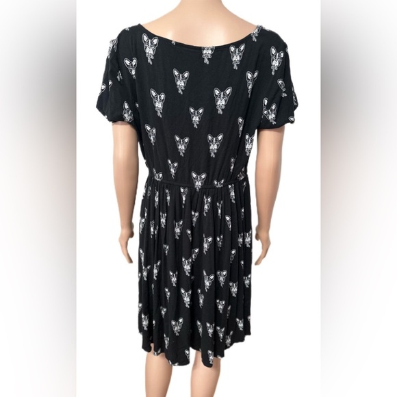 Torrid 1X Dress French Bulldog Print Skater Black Fit Flare Scoop Neck P… - Picture 4 of 9